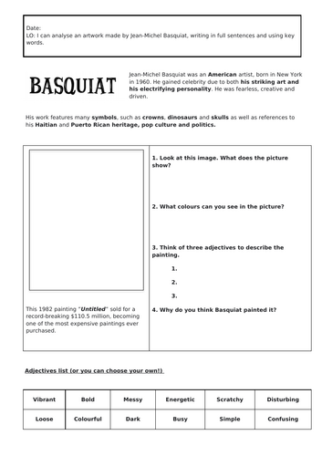 Basquiat worksheet/analysis