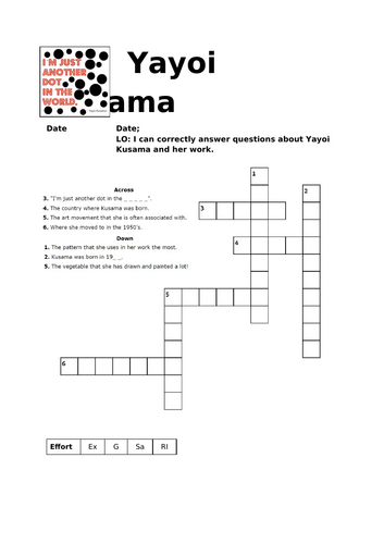 Yayoi Kusama crossword