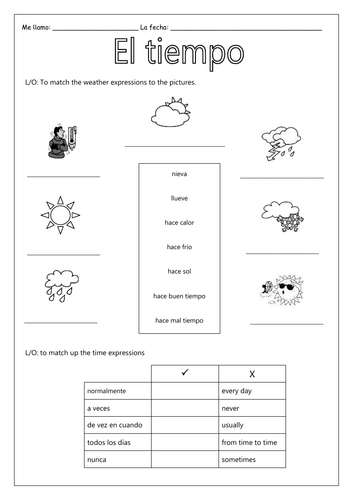 SPANISH - HOBBIES AND WEATHER