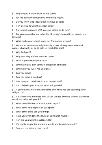 Teacher interview questions