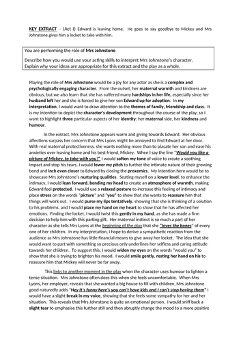 Blood Brothers Revision: 20 Mark Question