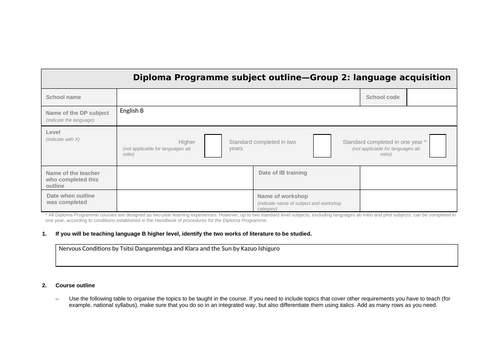 Course Outlines - English B HL and SL