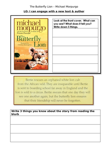 The Butterfly Lion - Lessons & Resources