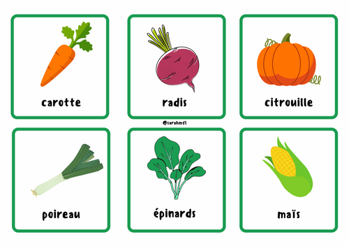 French vegetables flashcards