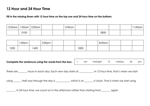 12 Hour and 24 Hour Time Overview