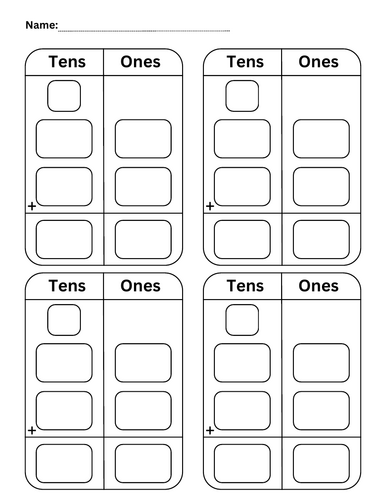 blank 2 digit addition worksheets - Two digit addition regrouping template