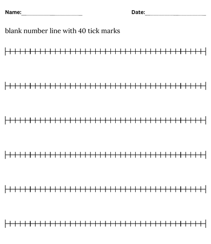 Blank number line with 40 tick marks - blank number line 0-40 Worksheet