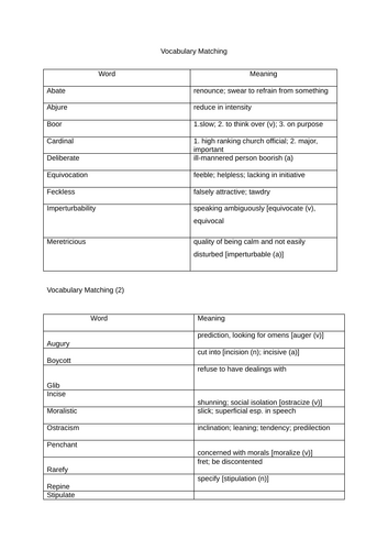 Vocabulary Matching