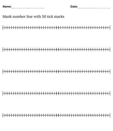 Blank number line with 50 tick marks - blank number line 0-50 Worksheet