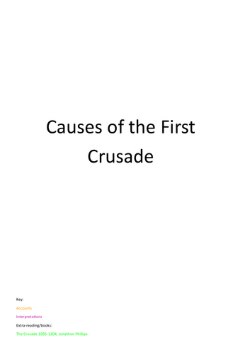 CAUSES OF THE FIRST CRUSADE (A Level OCR History) Crusades Revision Notes