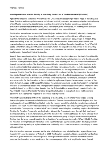 THE FIRST CRUSADE (A Level OCR History) Crusades Revision Notes