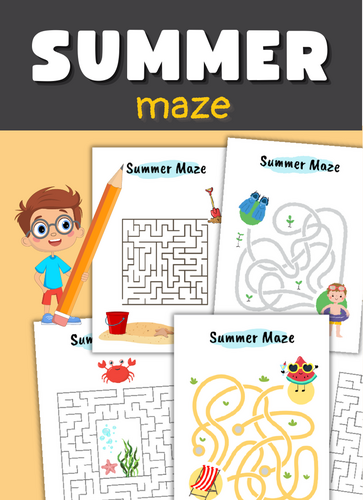 Summer Mazes for Kids | Printable Summer Maze Worksheets | Fine Motor Activities