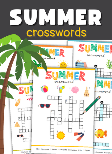 Summer Time Crossword Puzzles | Summer Vocabulary Crossword | Printable Word Puzzles | ESL EFL