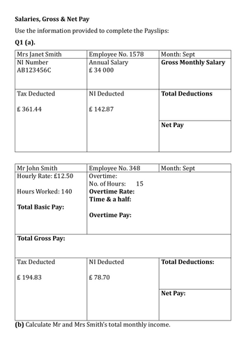 Payslips and earnings for National 4 Applications