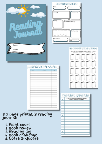 Reading Journal Workbook - Back to School, Start of Year