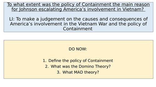 Cold War AQA 2R - Johnson and Vietnam