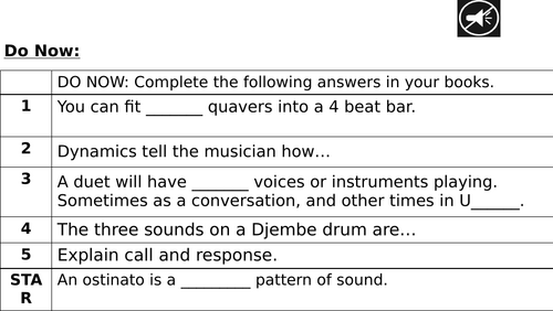 Year 7 - Drumming Lesson 6