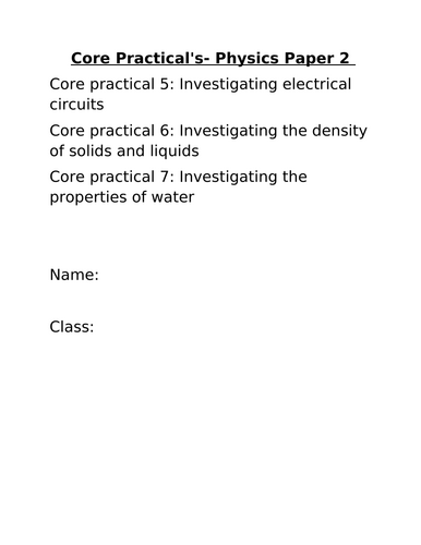 Physics Core Practical Edexcel GCSE Paper 2