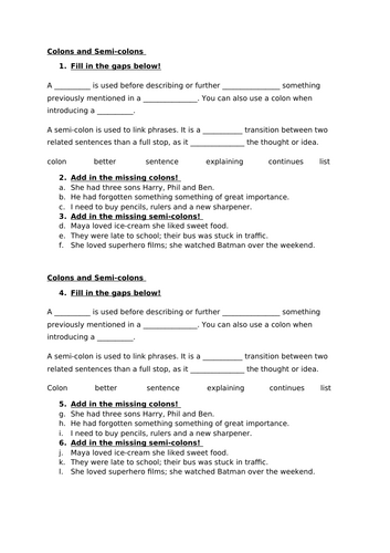 Colons and Semi-colons