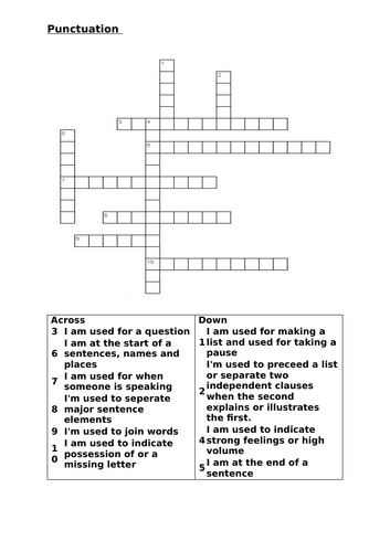 Punctuation Crossword