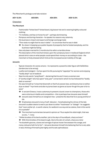 The Merchant's Tale and Prologue revision notes