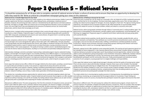 Paper 2 Question 5: National Service