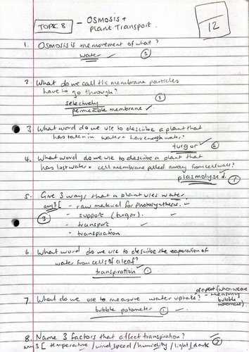 CCEA GCSE Double Award Biology - Unit 2 Quick Questions & Answers