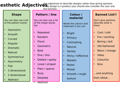 Describing design Aesthetic Adjectives