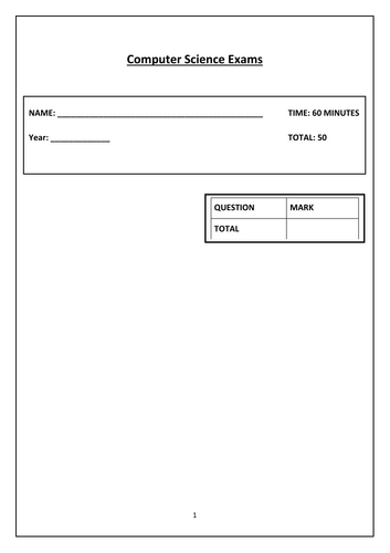 Computer Science_Year 7/8/9/10/11 _Exam with Answer_Number systems ( Binary and Hexadecimal)