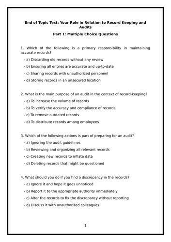 T level health A6 end of topic tests and worksheets