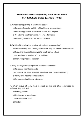 T level health A11 end of topic tests and worksheets