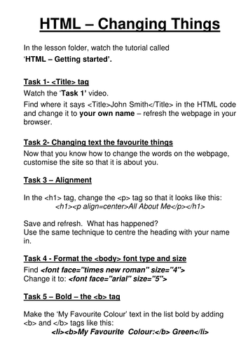 Introduction to HTML - 1 Lesson
