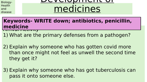 Edexcel Biology 5.16 5.20 medicine