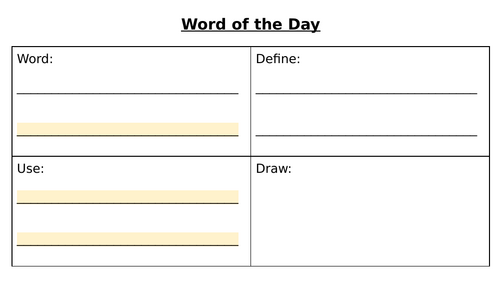 Word of the day template