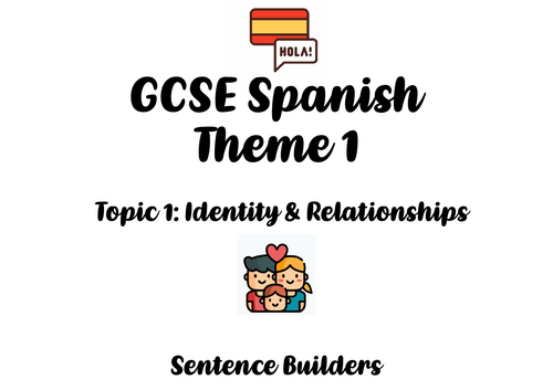 GCSE Foundation Spanish Sentence Builders Unit 1 NEW SPEC