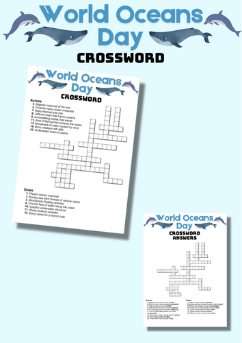 World Oceans Day Crossword - End of Year Activity