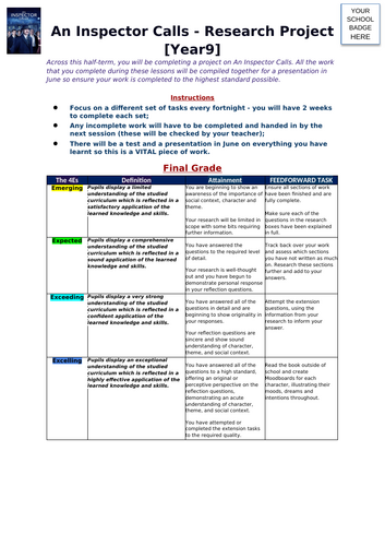 An Inspector Calls Research / Revision Project [KS3/4]