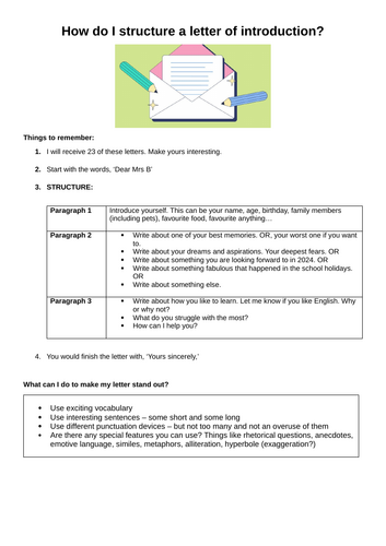 Letters of Introduction - New Classes