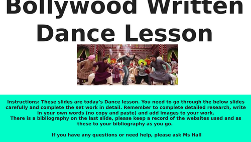 KS3 Dance- Bollywood written lesson