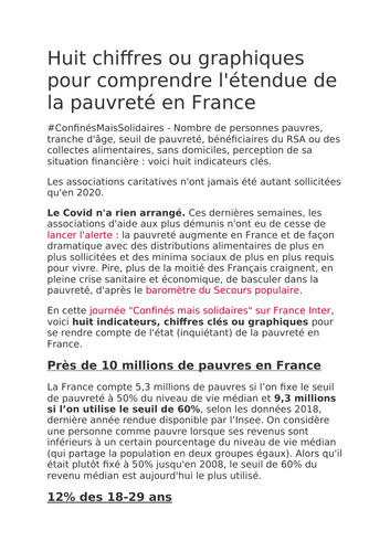Yr13 worksheet on poverty in France