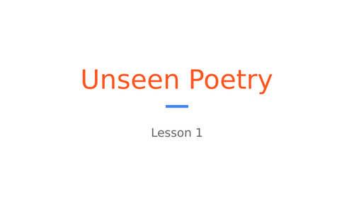AQA A-Level English Literature Unseen Poetry Scheme of Work