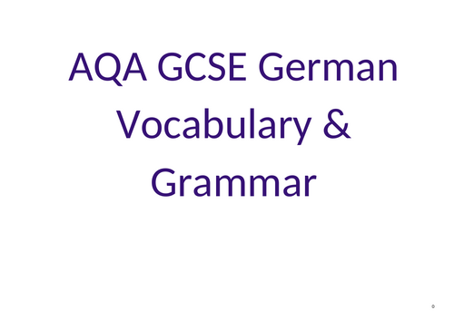 New GCSE - AQA - German Vocabulary Book