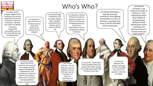 Gaining and Losing an Empire - Who's Who? Depth Study - Thirteen Colonies