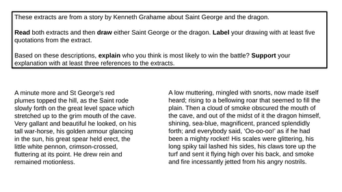 KS3, KS2 Myths Legends George and the Dragon CRR Comprehension Reading Cover HW
