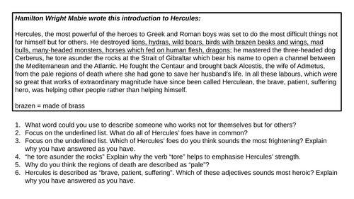 KS3, KS2, Myths & Legends, Hercules, CRR, cover, homework, guided reading, fluency