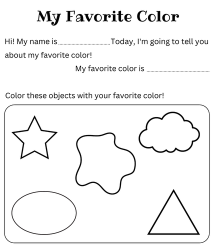 printable my favourite colour worksheet for preschool