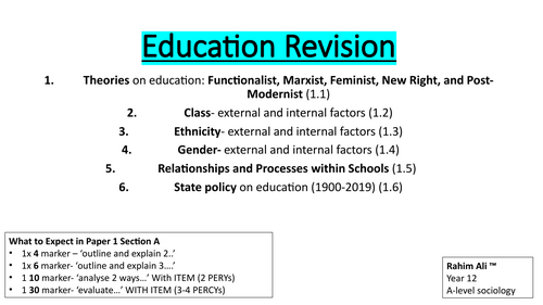 A Level Sociology - Education KO