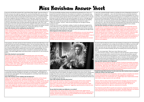 Miss Havisham Revision Sheet