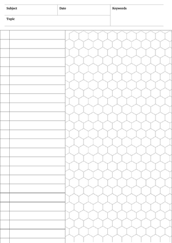 Chemistry hexagonal note paper templates