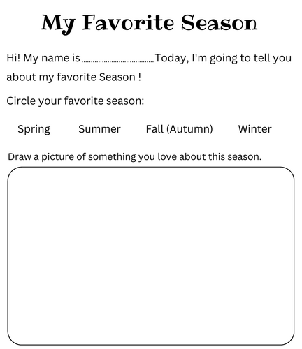 printable my favorite season worksheet